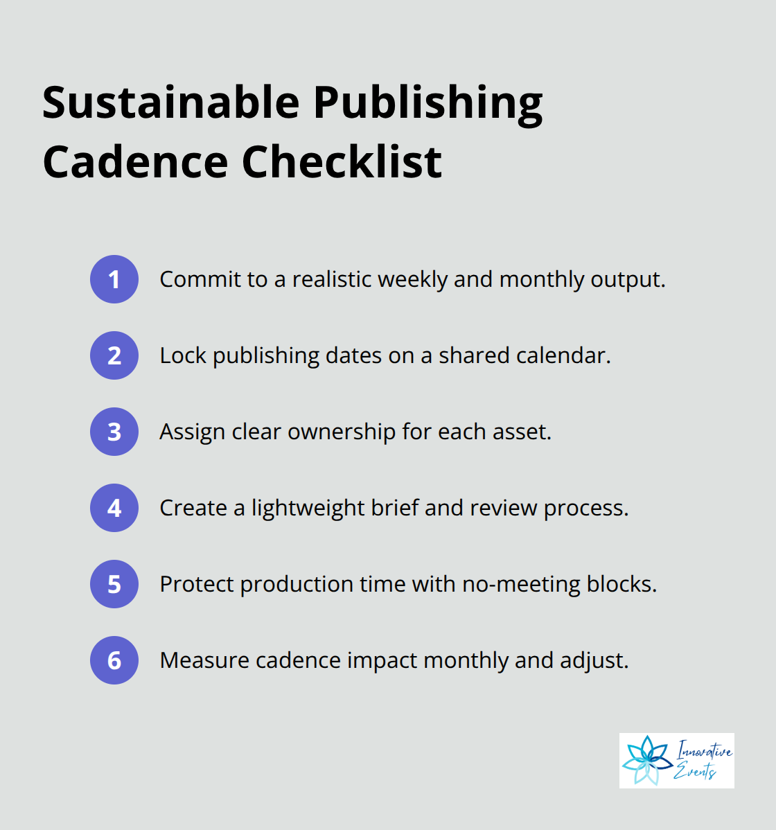 Compact checklist for maintaining a consistent publishing schedule. - content marketing expertise