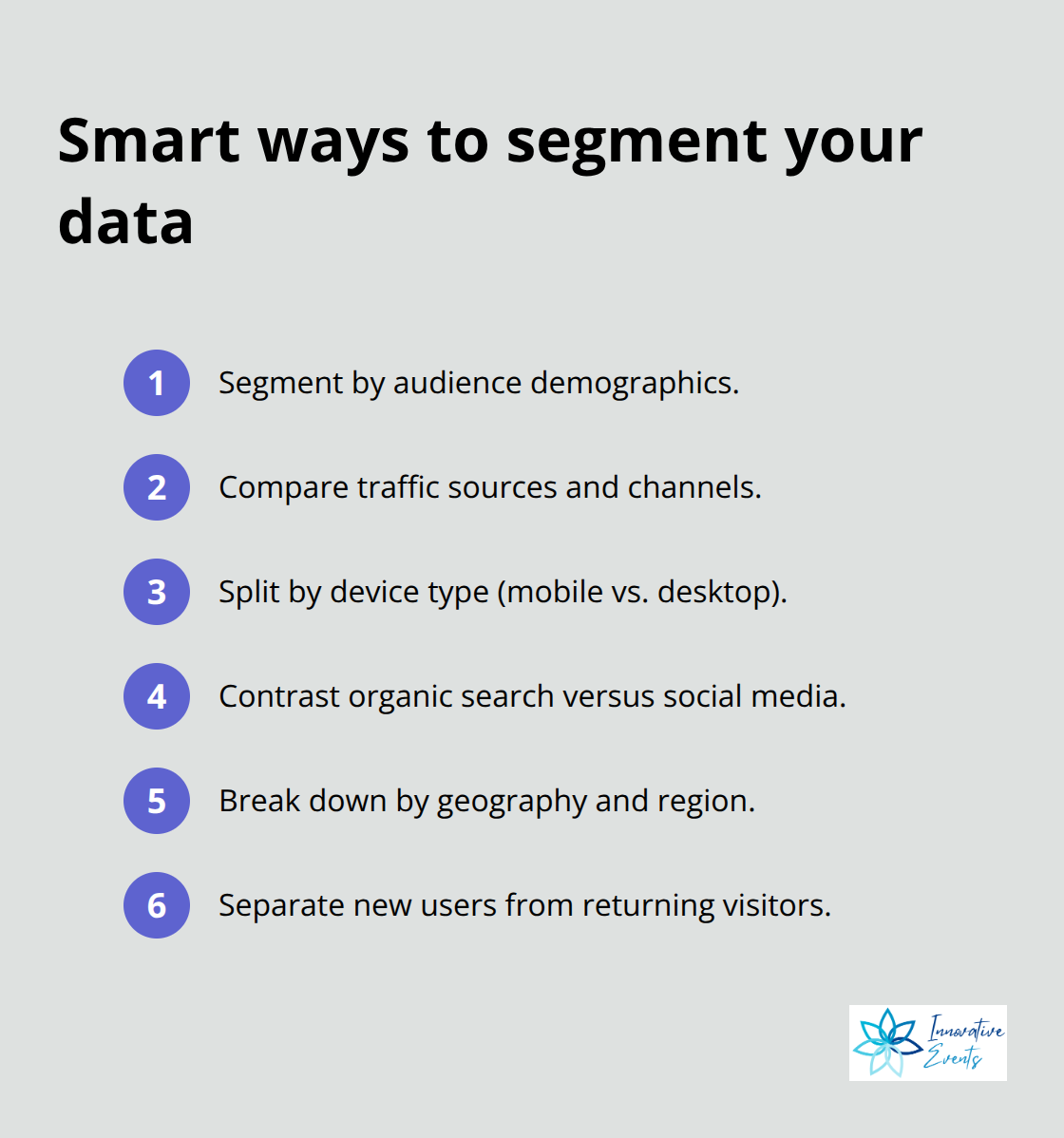 Compact list of segmentation dimensions for better insights - content marketing measurement